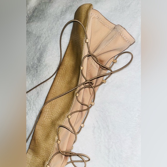 Tan Knee-High Lace-Up Boots sz 9 NEW - Picture 5 of 10
